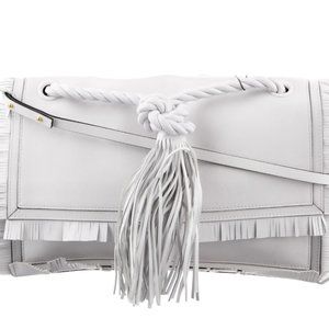 VALENTINO Leather Fringe The Rope Clutch w/ Strap